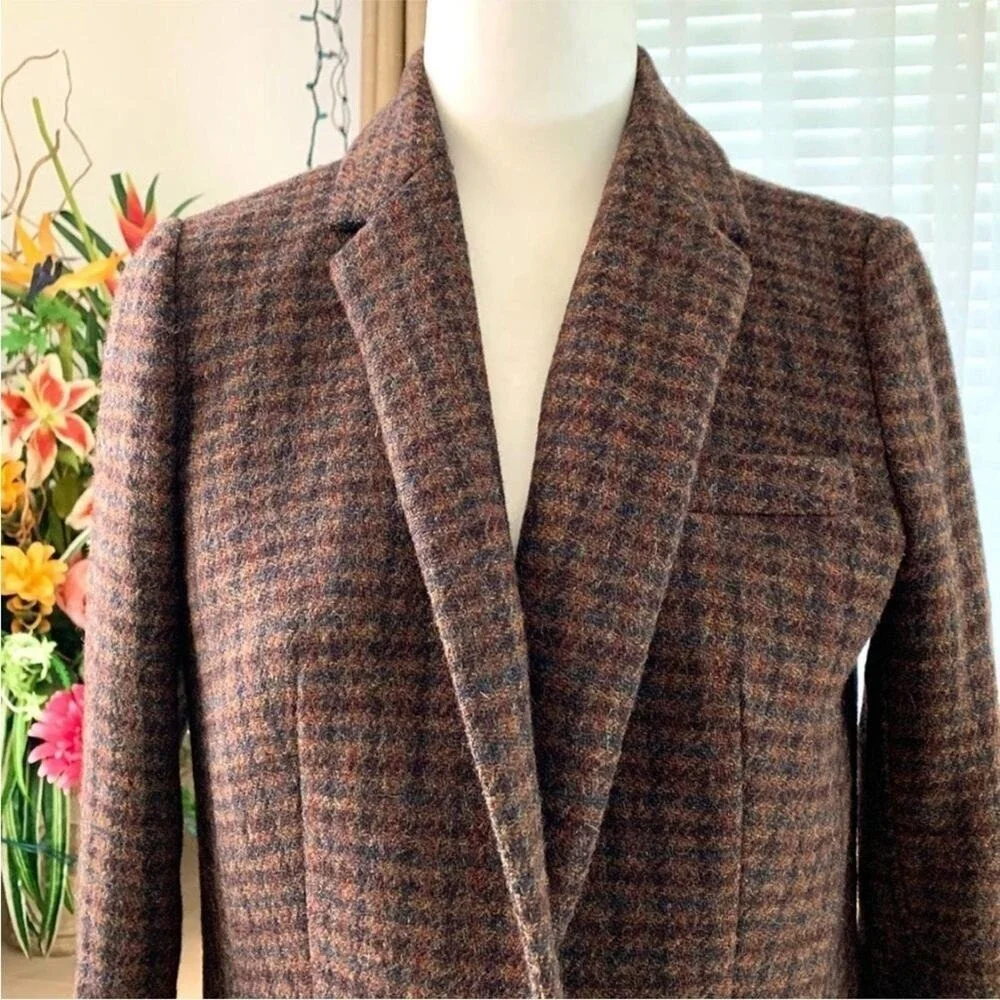 J.CREW COLLECTION Wool Coat Brown Blazer Plaid 8